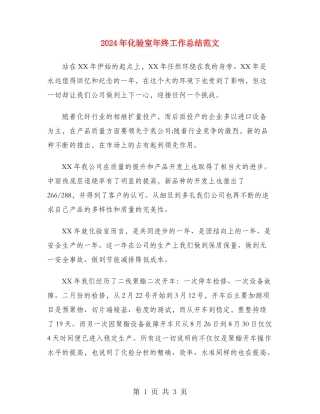 2024年化验室年终工作总结范文