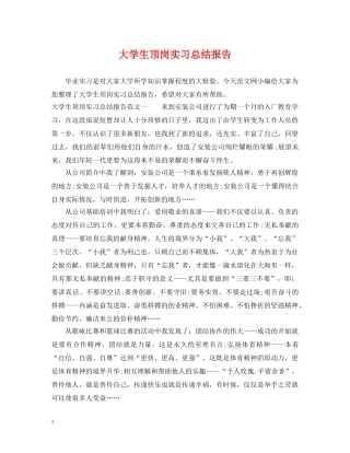 大学生顶岗实习总结报告 