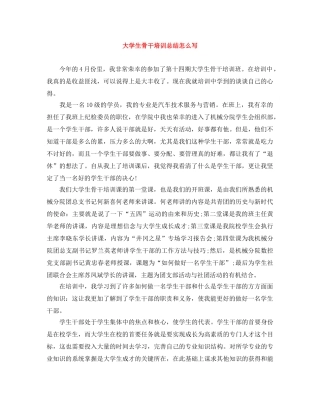 大学生骨干培训总结怎么写 