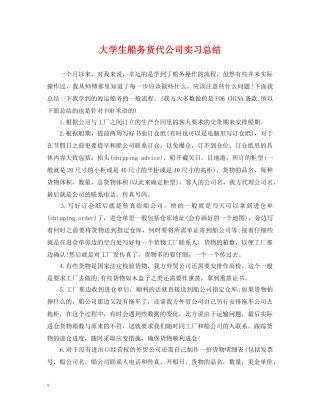 大学生船务货代公司实习总结 