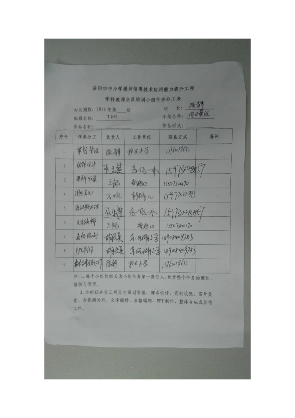 班三组分工表 ()_第1页