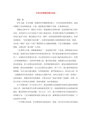 大学生纪律委员期末总结 