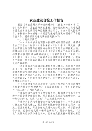 农业建设自检工作报告