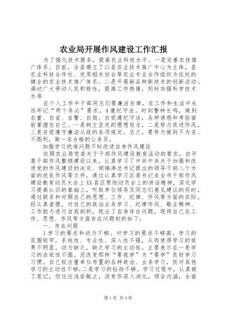 农业局开展作风建设工作汇报