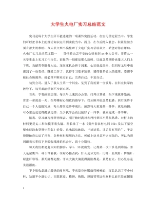大学生火电厂实习总结范文 