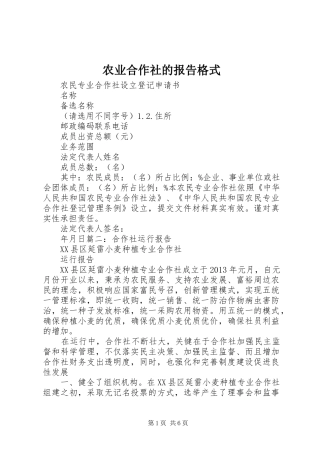 农业合作社的报告格式