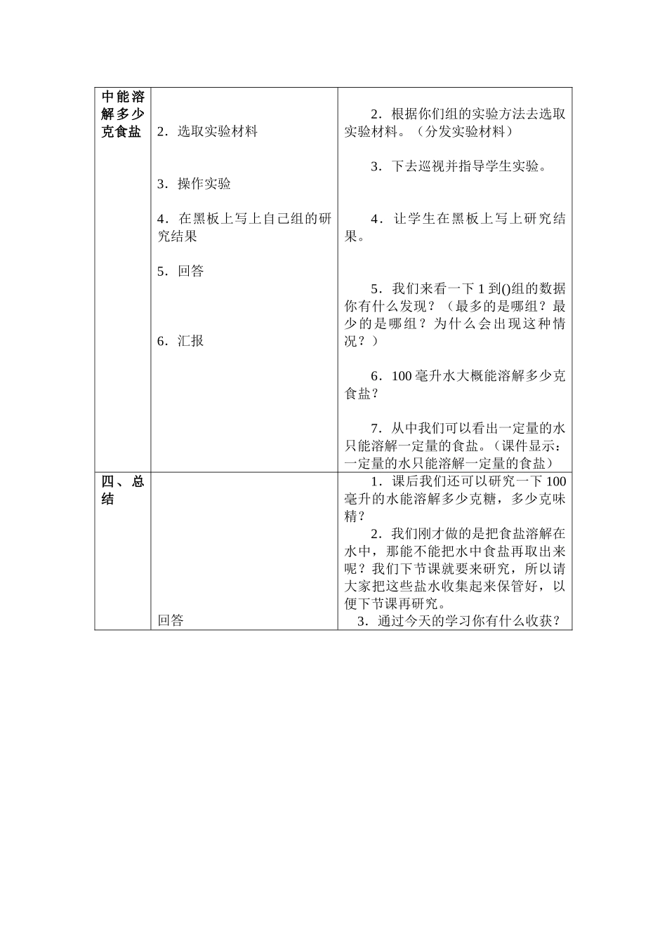 《100毫升水能溶解多少克食盐》教学设计_第3页