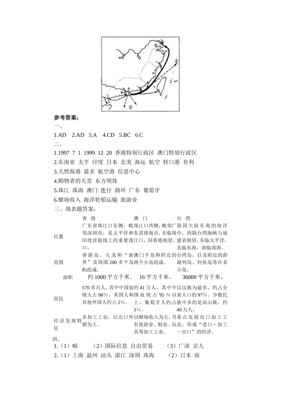 香港和澳门习题精选_第3页