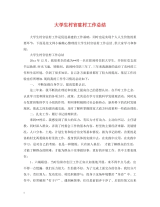 大学生村官驻村工作总结 