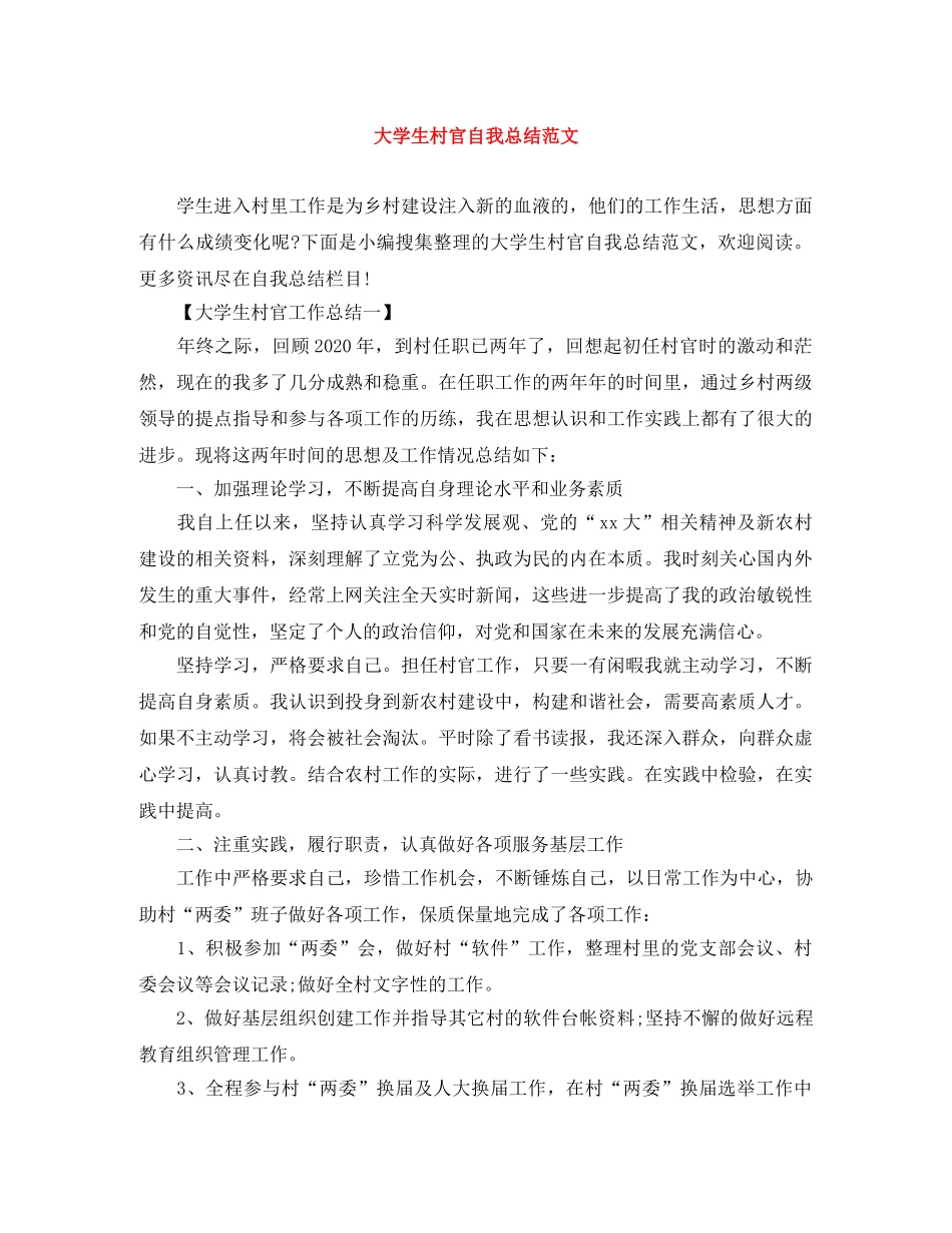 大学生村官自我总结范文 _第1页