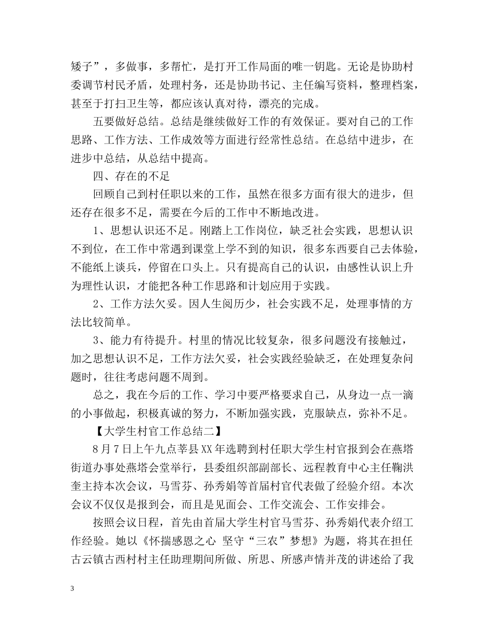 大学生村官自我总结 _第3页