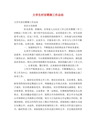大学生村官聘期工作总结 