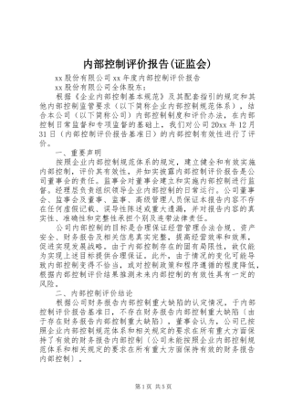 内部控制评价报告(证监会)