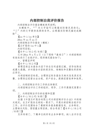 内部控制自我评价报告