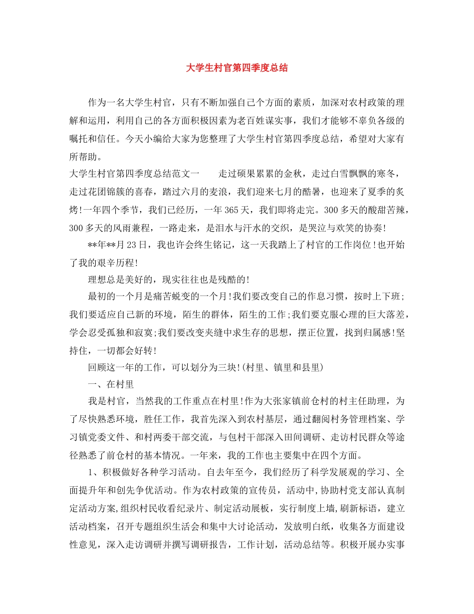 大学生村官第四季度总结 _第1页