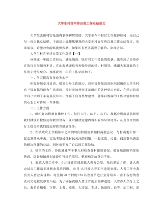 大学生村官年终自我工作总结范文 