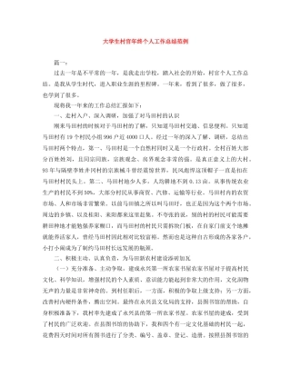 大学生村官年终个人工作总结范例 