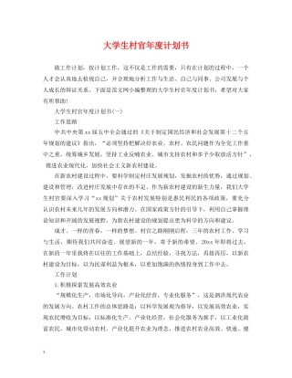 大学生村官年度计划书 