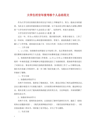 大学生村官年度考核个人总结范文 