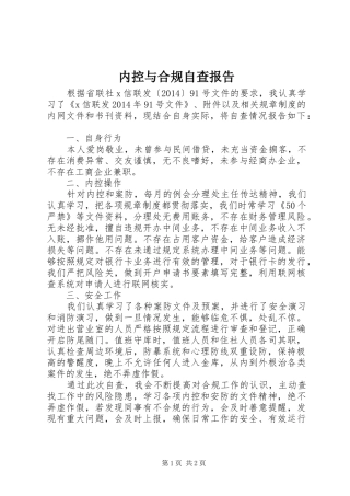 内控与合规自查报告