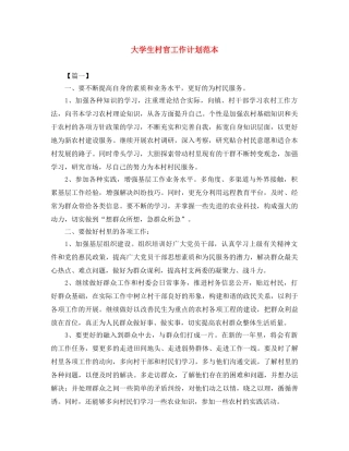 大学生村官工作计划范本 