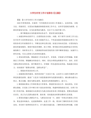 大学生村官工作计划报告【五篇】 