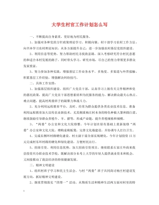 大学生村官工作计划怎么写2 