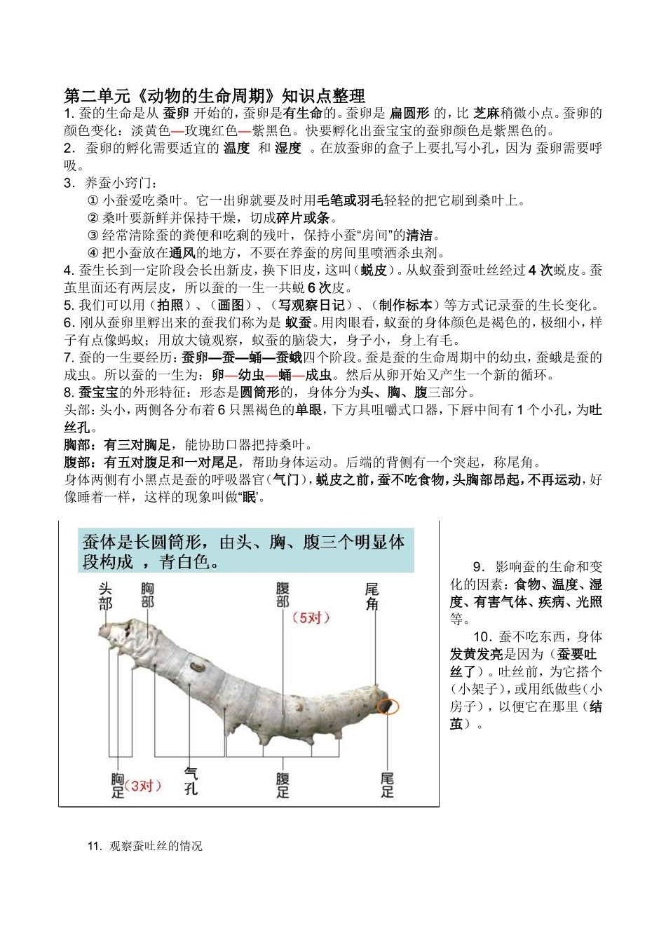 小学三下科学第二单元《动物的生命周期》知识点整理_第1页