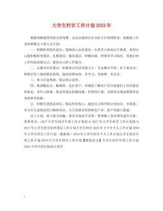 大学生村官工作计划20XX年 