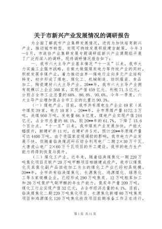 关于市新兴产业发展情况的调研报告