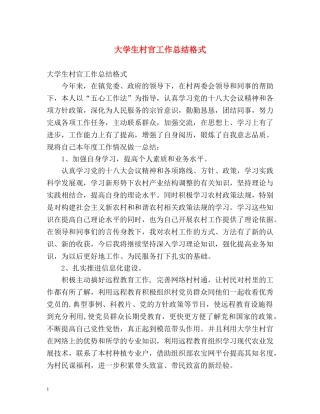大学生村官工作总结格式 