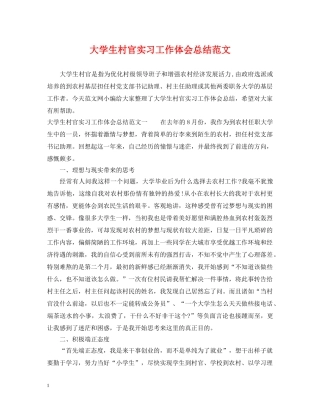 大学生村官实习工作体会总结范文 