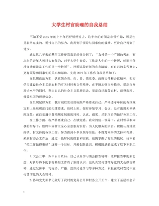 大学生村官助理的自我总结 