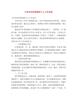 大学生村官助理的个人工作总结 (2) 