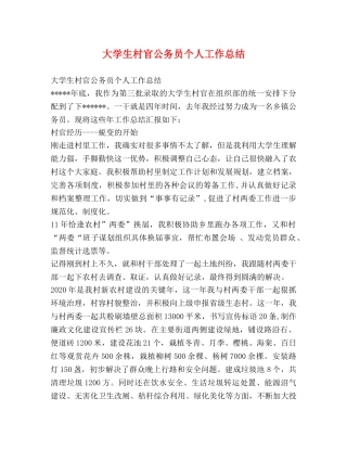 大学生村官公务员个人工作总结 