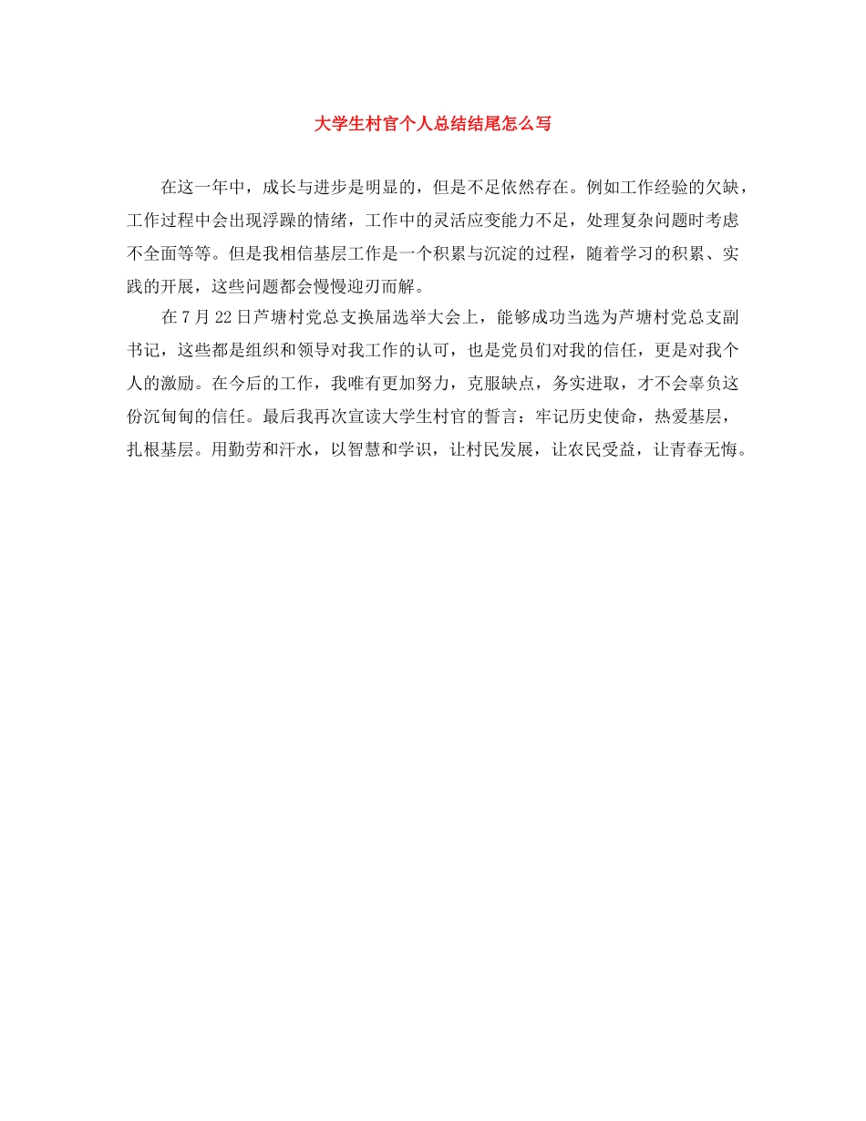 大学生村官个人总结结尾怎么写 _第1页