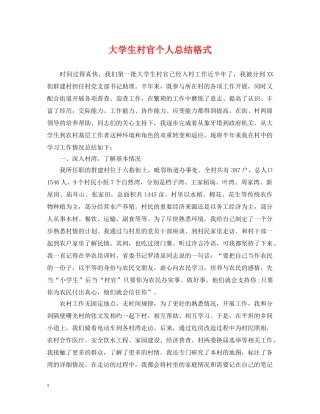 大学生村官个人总结格式 
