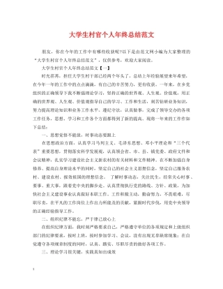 大学生村官个人年终总结范文 