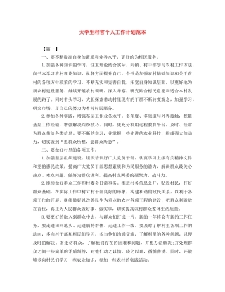 大学生村官个人工作计划范本 