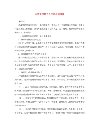 大学生村官个人工作计划报告 