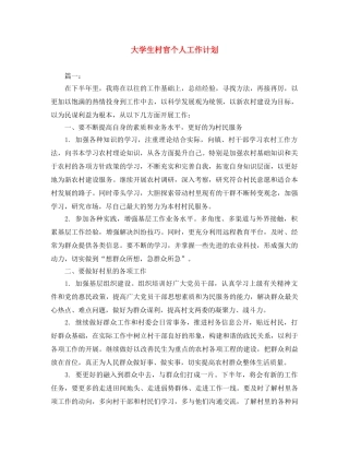 大学生村官个人工作计划 