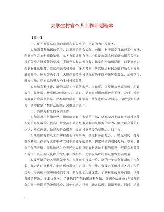 大学生村官个人工作计划范本2 