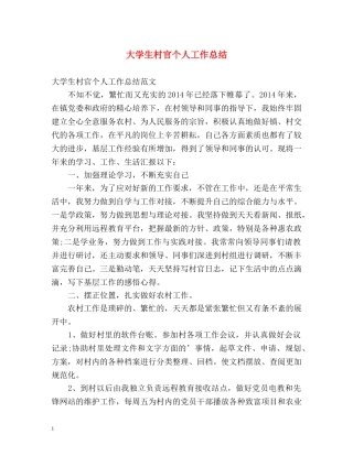 大学生村官个人工作总结 