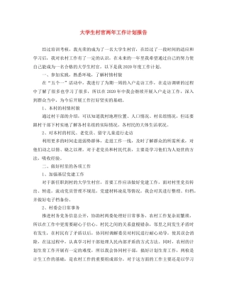 大学生村官两年工作计划报告 