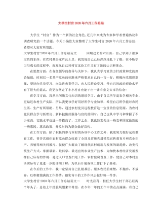 大学生村官2020年六月工作总结 