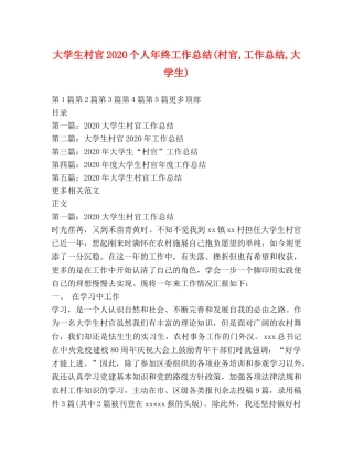 大学生村官2020个人年终工作总结(村官,工作总结,大学生) 
