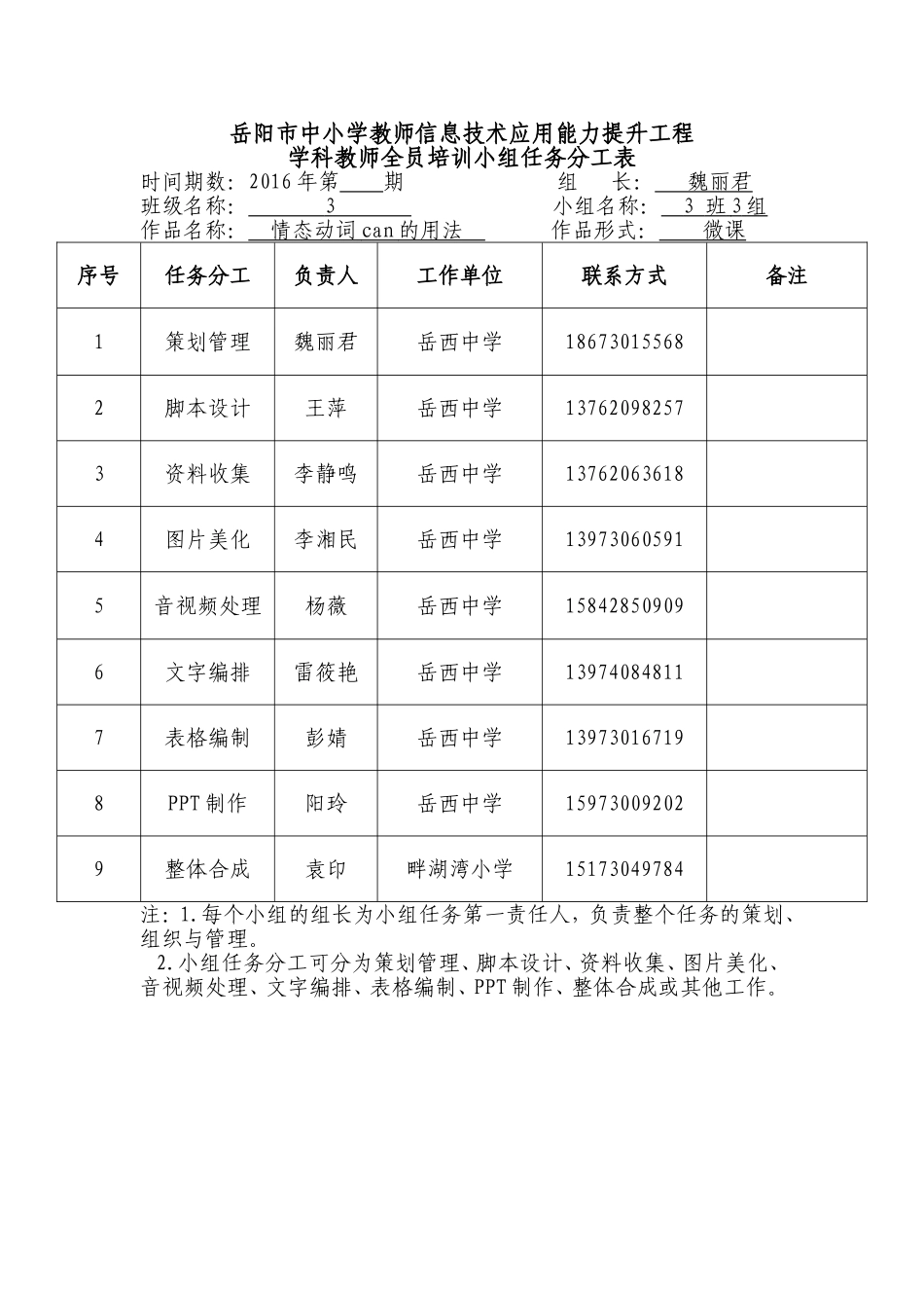 小组任务分工表三班三组袁印_第1页