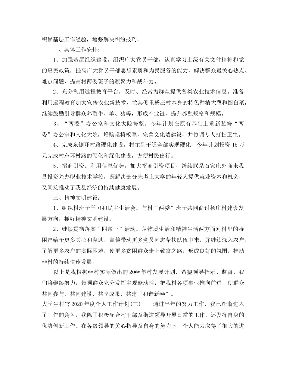 大学生村官2020年度个人工作计划 _第3页