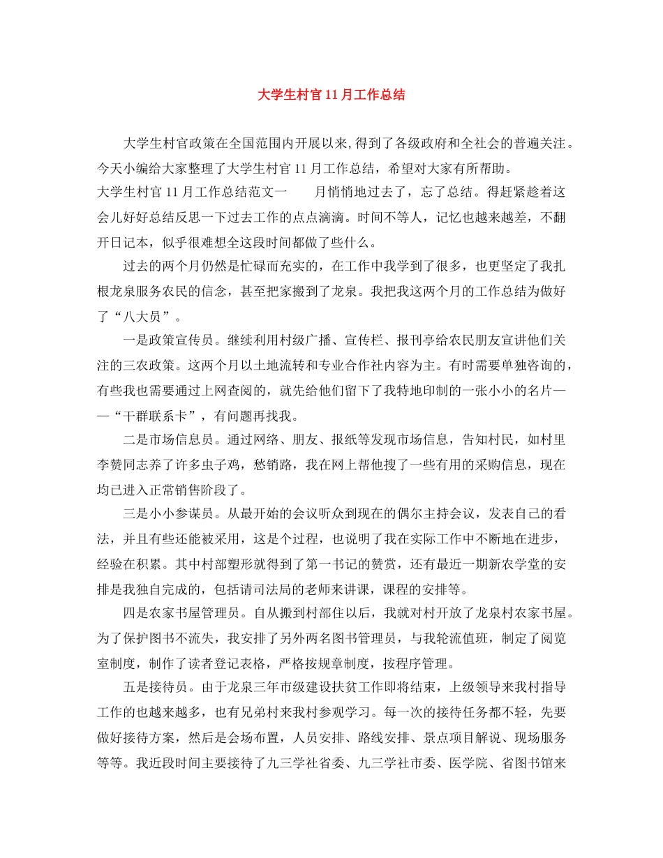 大学生村官11月工作总结 _第1页
