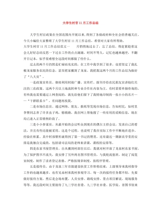 大学生村官11月工作总结 